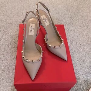 Valentino Garavani Calfskin Rockstud Half D'Orsay Slingback
